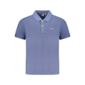 Polo homme pepe jeans bleu clair en coton bio avec col classique et logo blanc brodé sur la poitrine