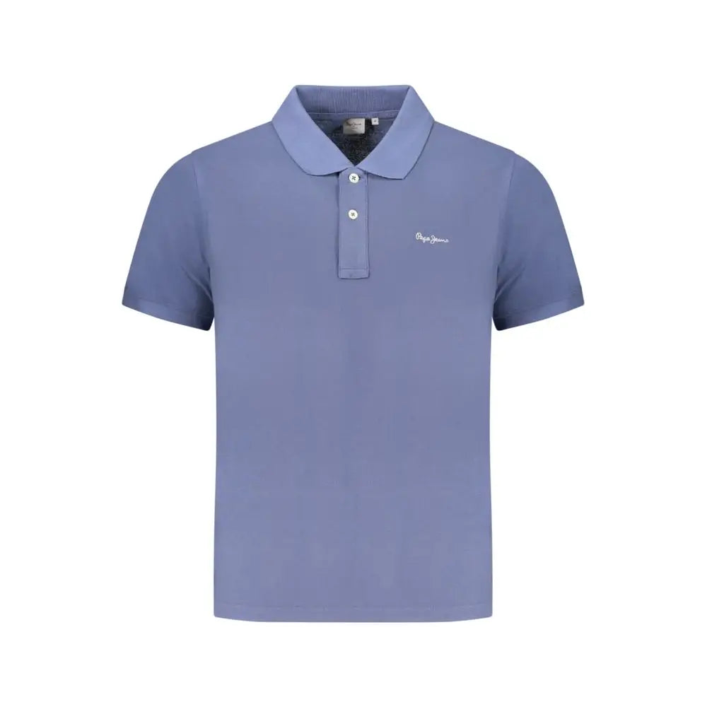 Polo homme pepe jeans bleu clair en coton bio avec col classique et logo blanc brodé sur la poitrine