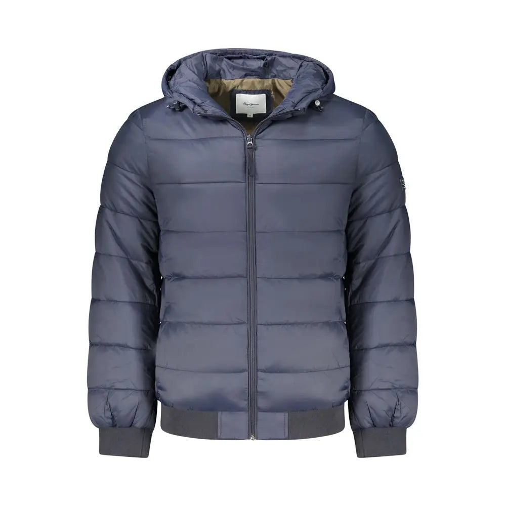Veste matelassée à capuche bleu foncé avec doublure vert olive de pepe jeans en polyamide