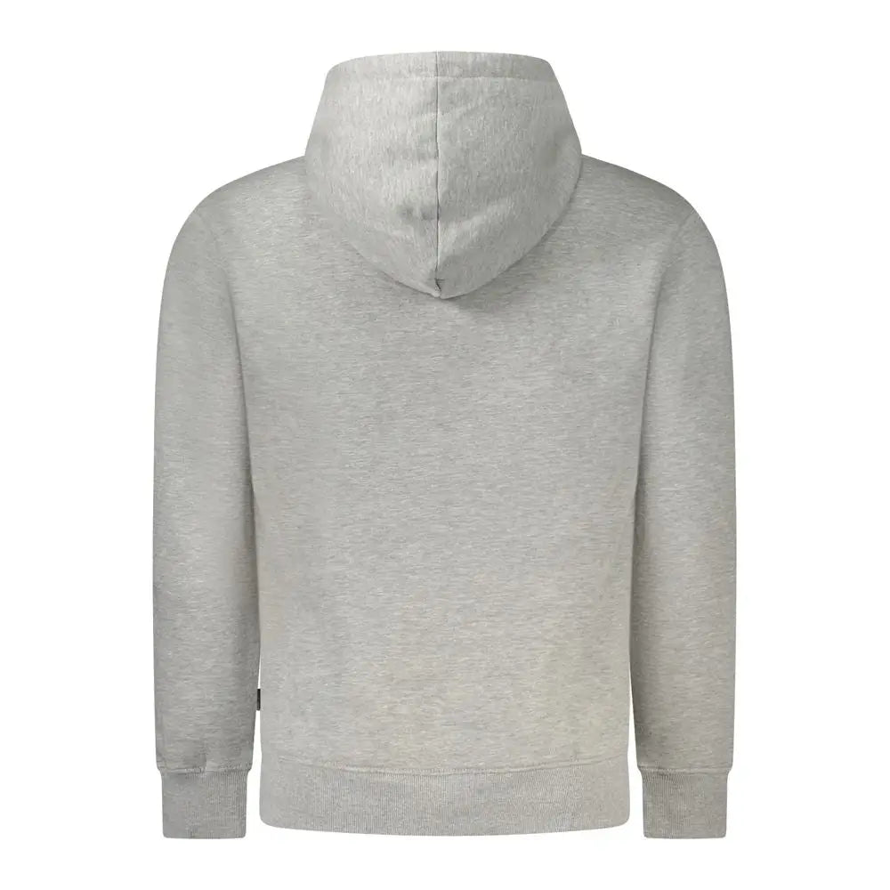 Sweatshirt pepe jeans gris en coton pour homme avec capuche tissu doux texturé poignets et ourlet côtelés