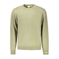 Pull pepe jeans vert en coton pour homme avec col rond, poignets et ourlet côtelés et petit logo jaune sur la manche