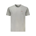 T-shirt homme pepe jeans gris en coton avec logo rouge brodé subtil sur la poitrine