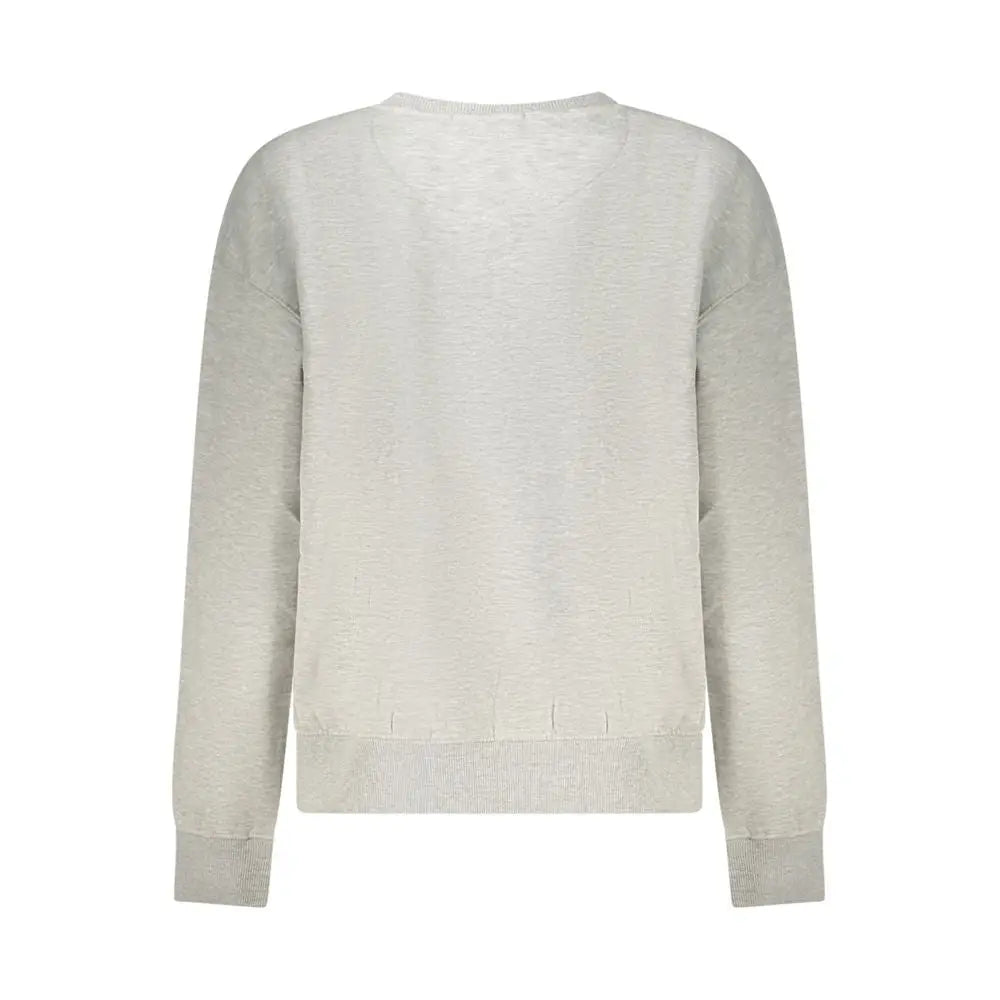 Pepe jeans grigio cotton sweatshirt femme en maille grise chinée avec coupe ample et poignets côtelés