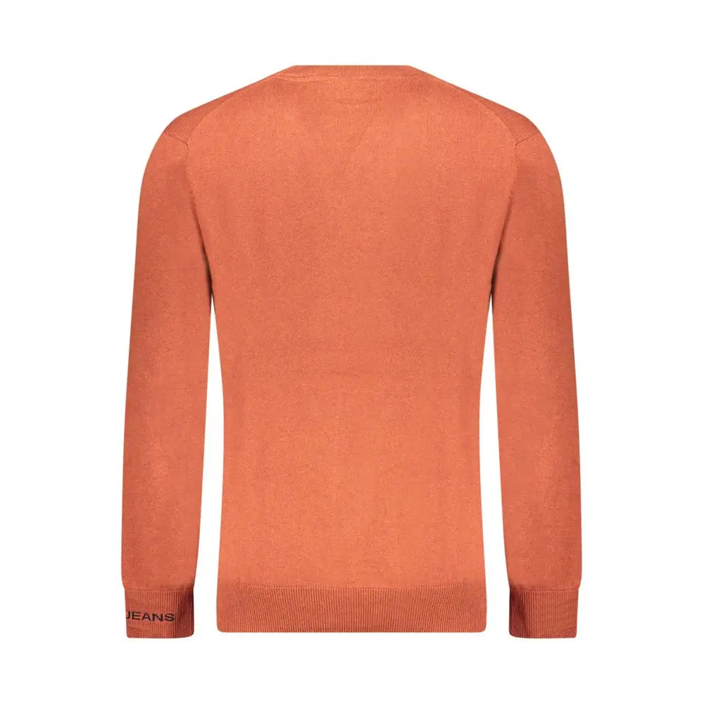 Pull en coton marrone orange pour homme pepe jeans avec poignets et ourlet côtelés et logo subtil jeans sur la manche