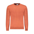 Pull homme en coton marron pepe jeans avec col rond, poignets et ourlets côtelés et logo pepe brodé au bras gauche