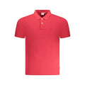 Polo homme pepe jeans rouge en coton avec manches courtes col classique et deux boutons blancs