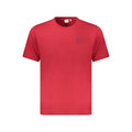 Pepe jeans t shirt homme rouge en coton à col rond manches courtes avec petit logo brodé bleu sur la poitrine gauche