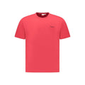 T-shirt homme pepe jeans rouge corail en coton avec logo brodé subtil sur la poitrine