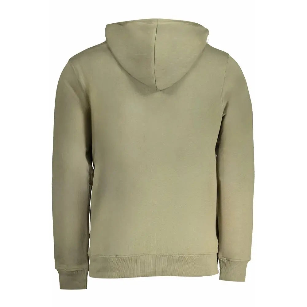 Sweat à capuche pour homme pepe jeans verde en coton biologique olive avec design classique et poignets côtelés