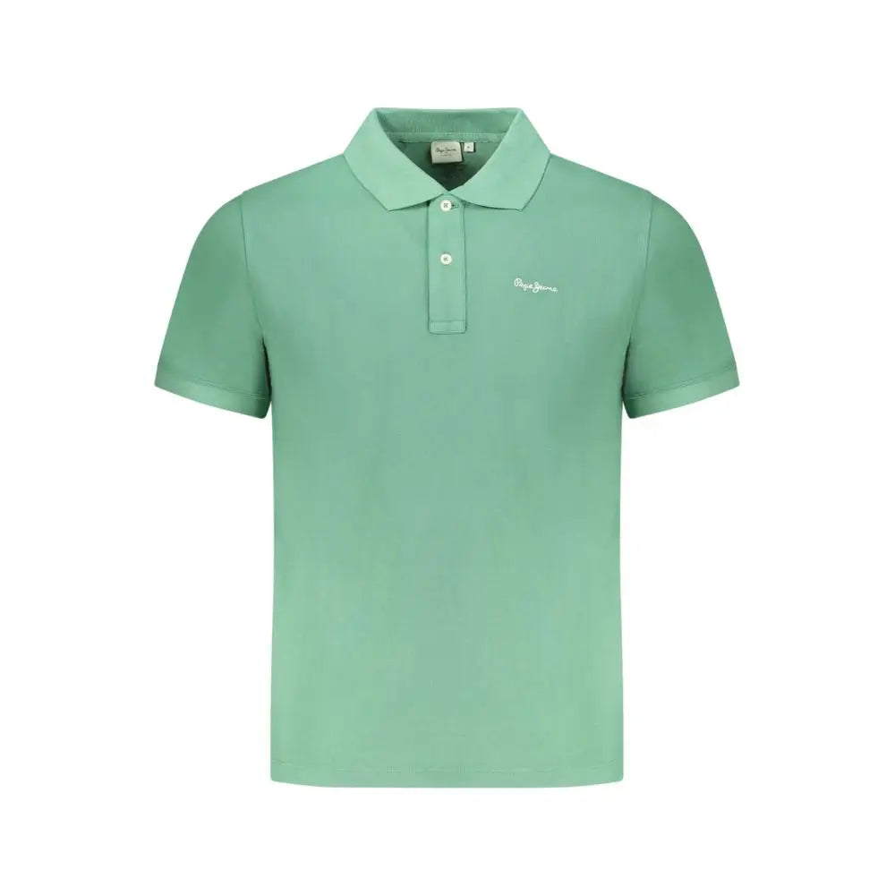 Polo homme pepe jeans verde en coton biologique vert menthe avec col classique manches courtes et broderie blanche