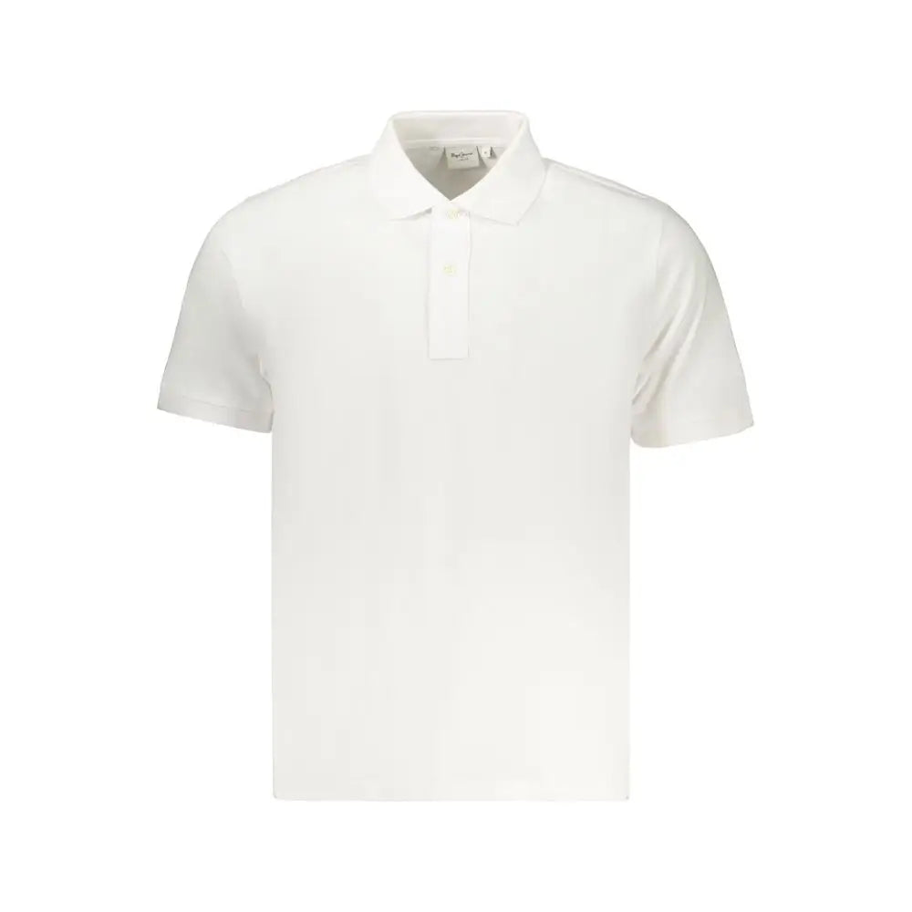 Polo shirt manches courtes blanc en coton pour homme avec col classique et patte de boutonnage pepe jeans