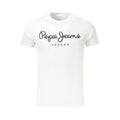 T-shirt homme pepe jeans blanc en coton avec logo noir en écriture cursive et texte london dessous
