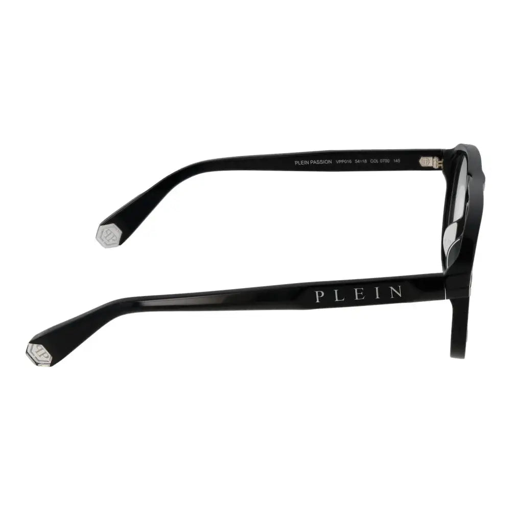 Lunettes philipp plein en acétate cellulose noir avec monture élégante et logo argenté sur les branches