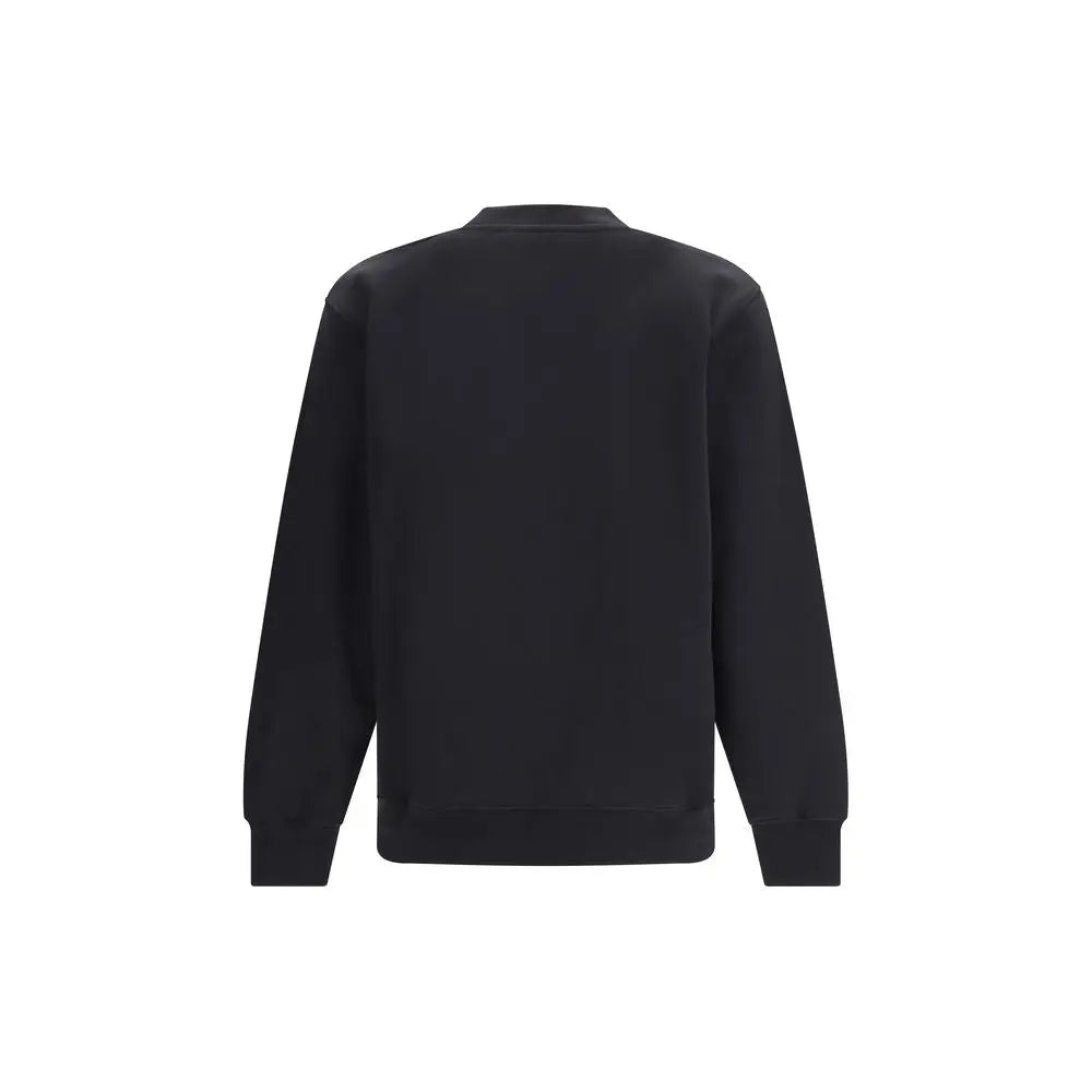 Sweatshirt philipp plein noir en coton avec col rond manches longues et poignets côtelés