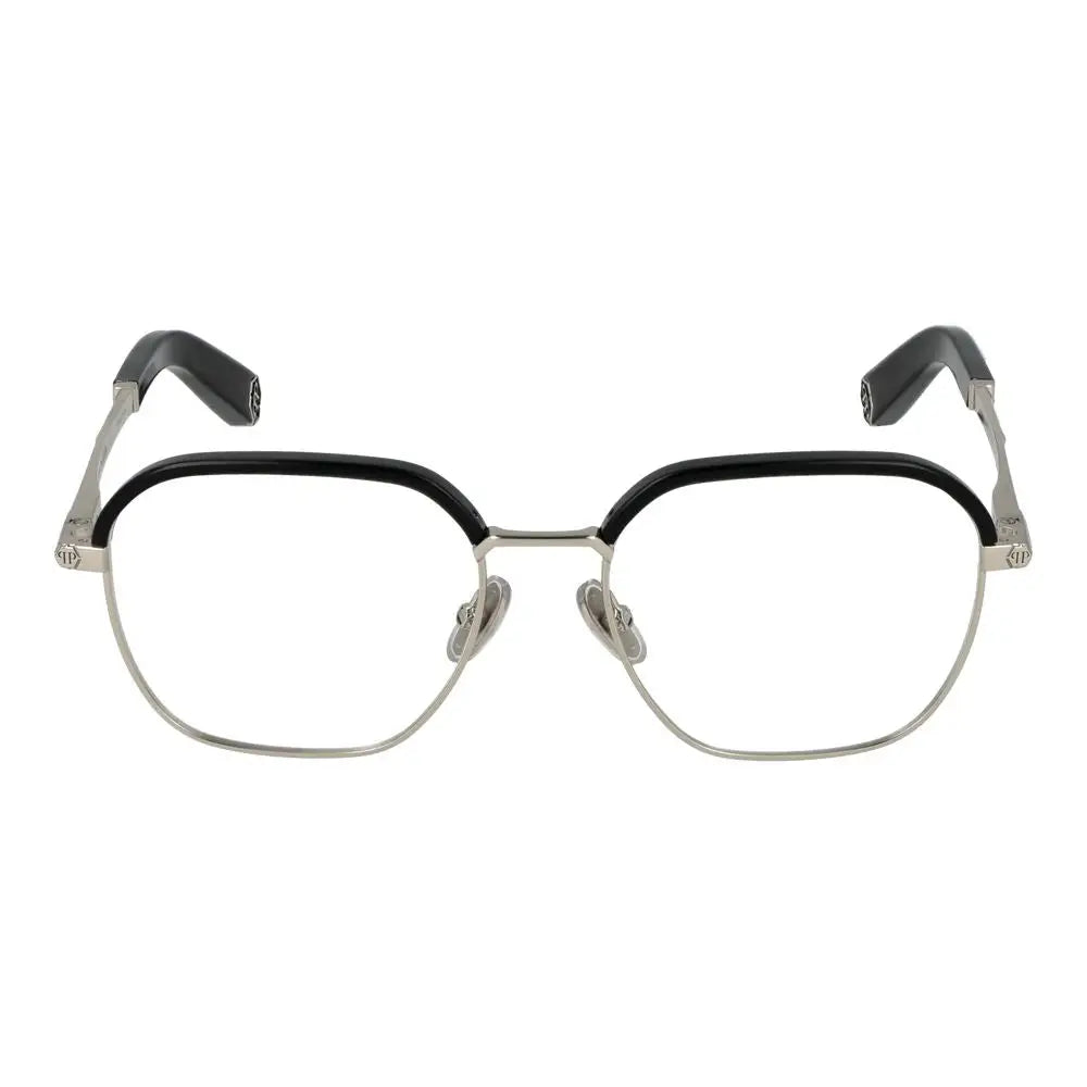 Philipp Plein lunettes en métal noires avec monture géométrique argentée au design moderne