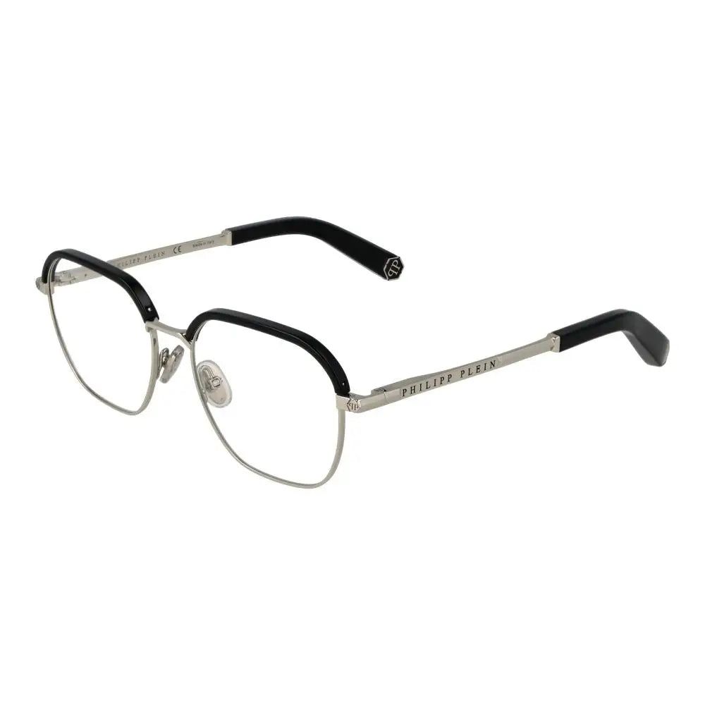 Lunettes Philipp Plein en métal noir et argent avec monture rectangulaire moderne