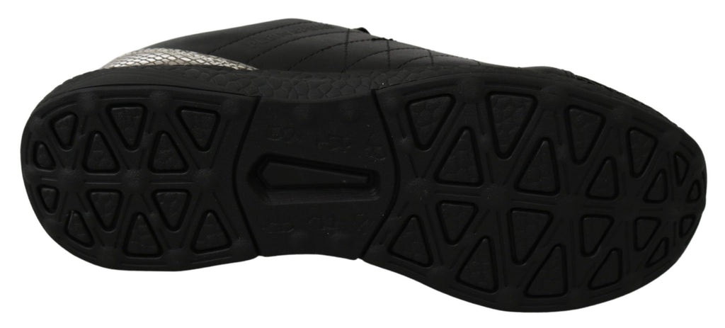 Chaussures de running décontractées noires Philipp Plein, sneakers sportives élégantes pour homme ou femme.