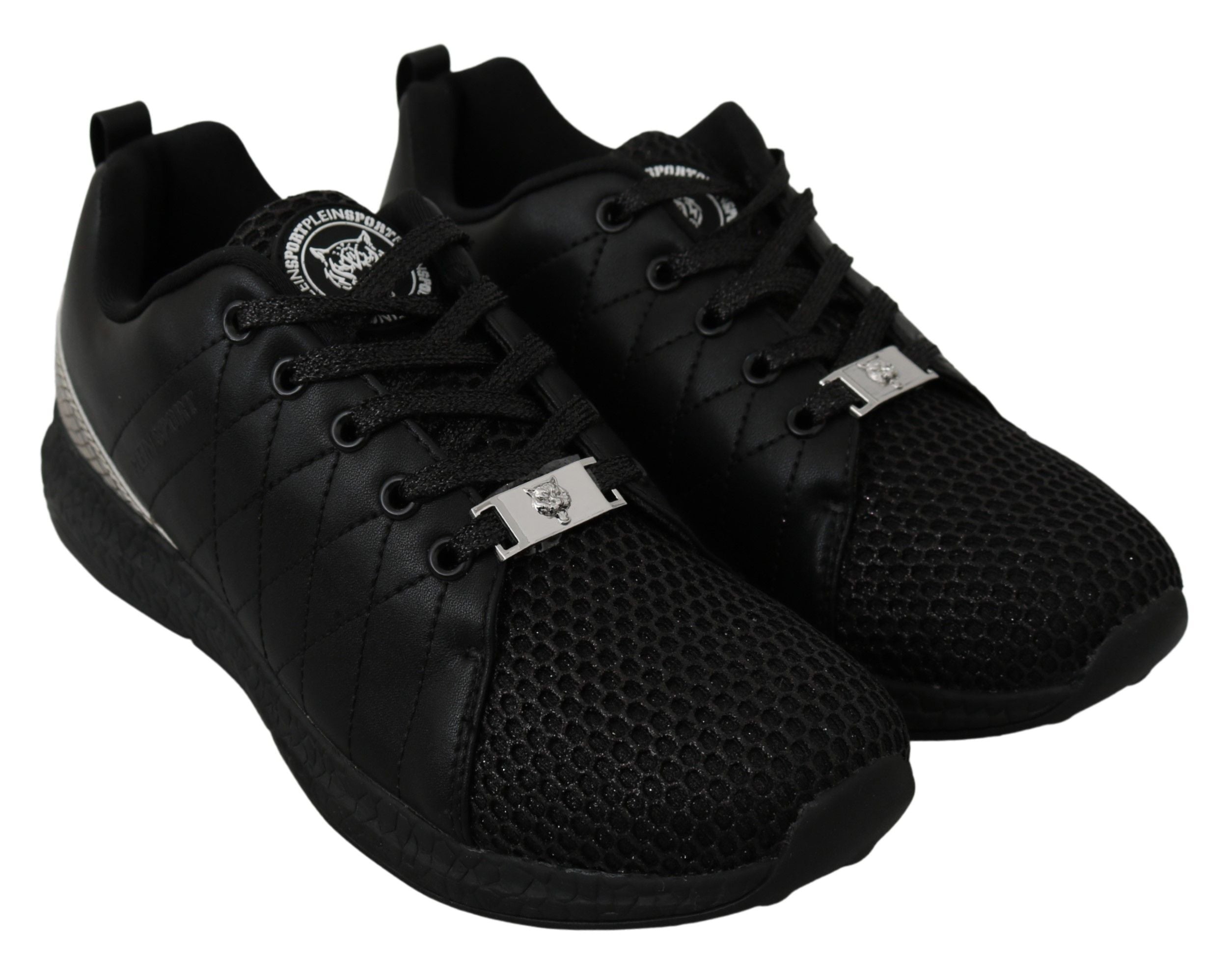 Chaussures de course décontractées noires Philipp Plein, baskets de sport pour homme, design élégant et confortable.
