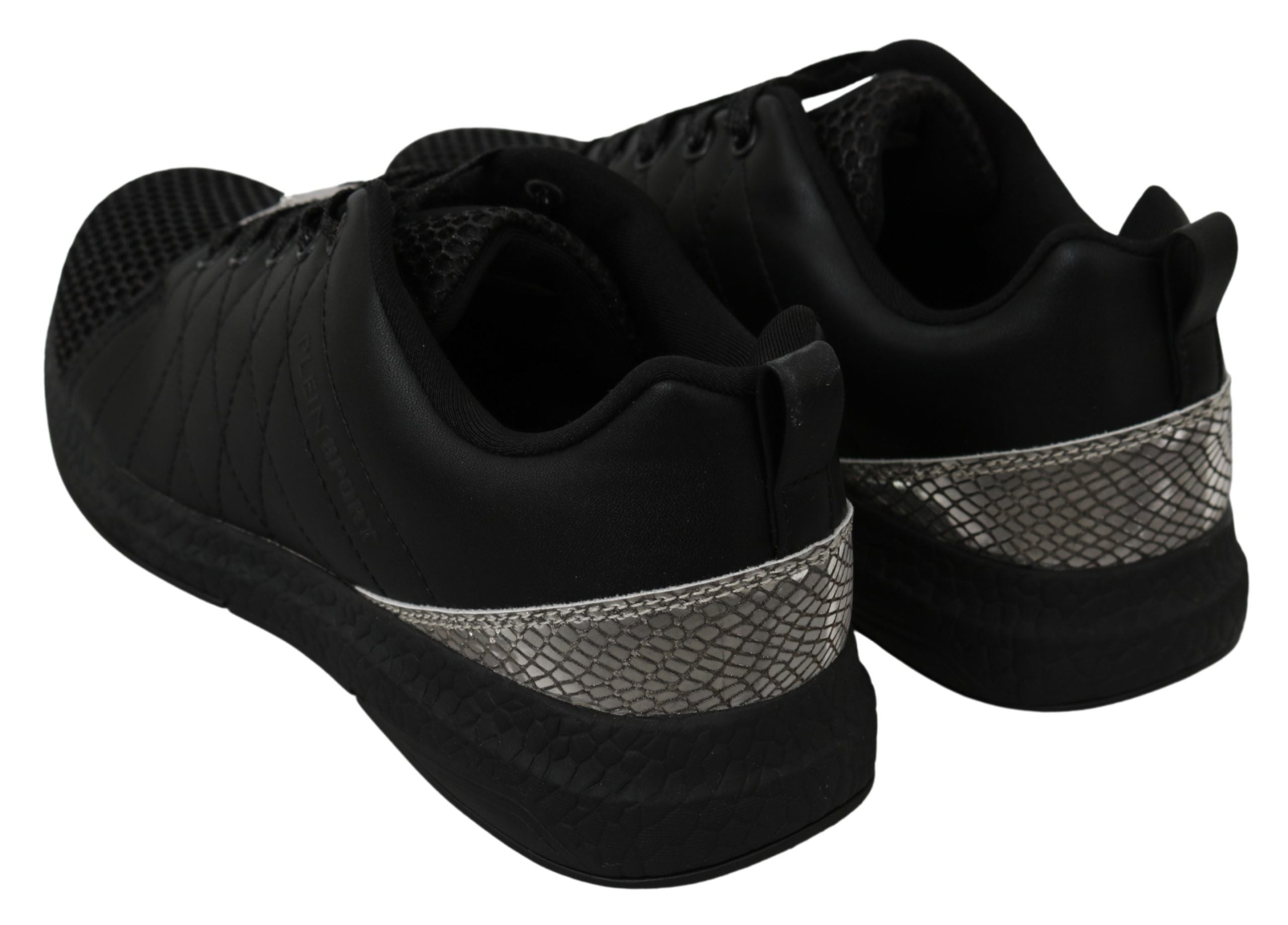 Chaussures de course décontractées Philipp Plein noires, baskets sportives pour hommes avec design tendance.