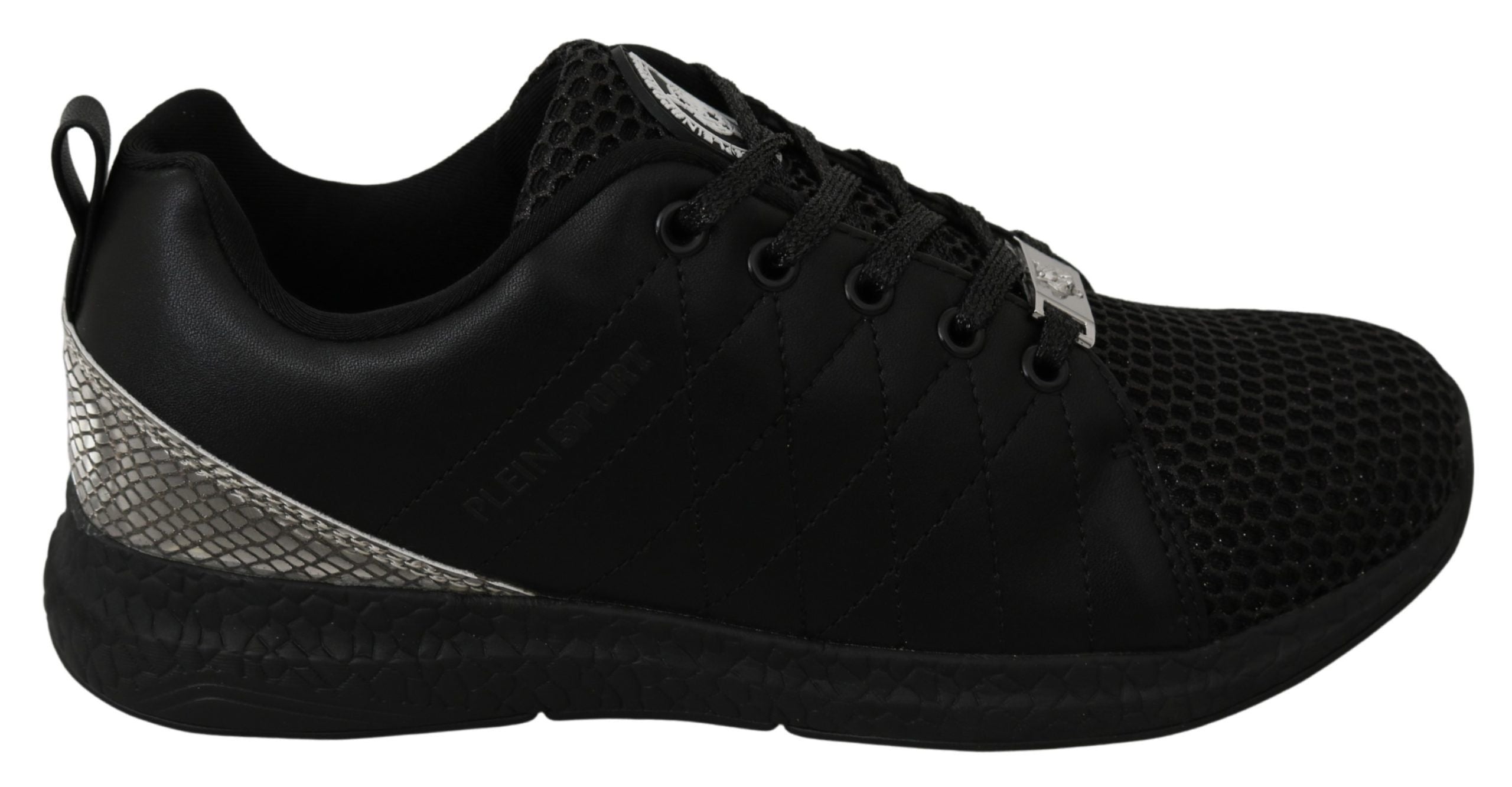 Chaussures de course décontractées noires Philipp Plein pour homme, sneakers de sport élégants et confortables.