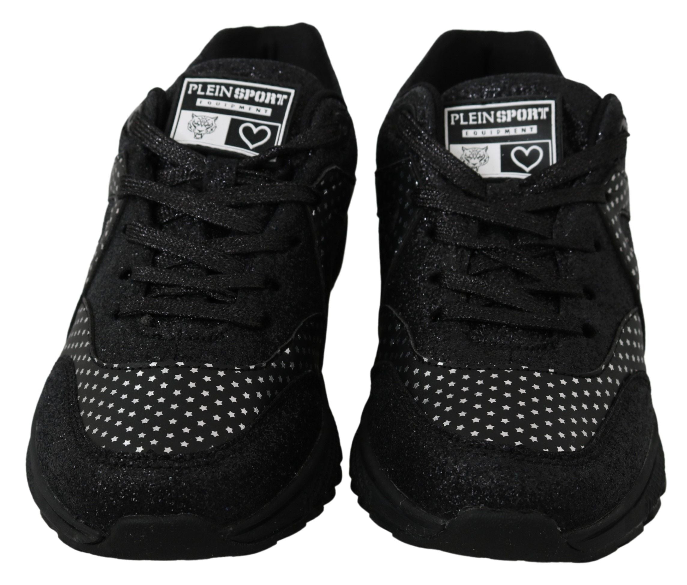 Chaussures de running Philipp Plein Jasmines noires avec design moderne et détails stylés, vue de face.