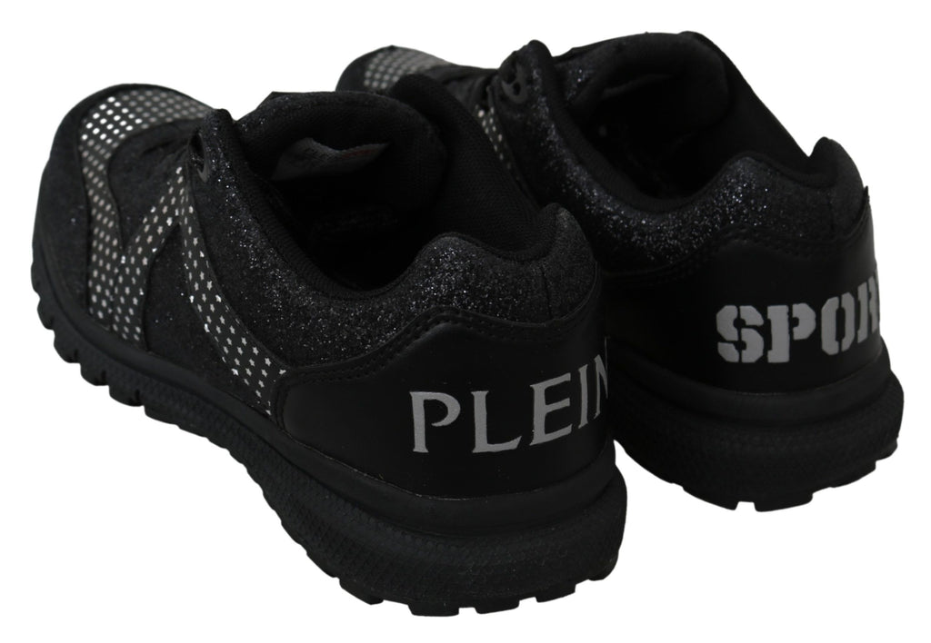 Chaussures de course Philipp Plein Jasmines noires, baskets de sport tendance avec design moderne, vue de face.