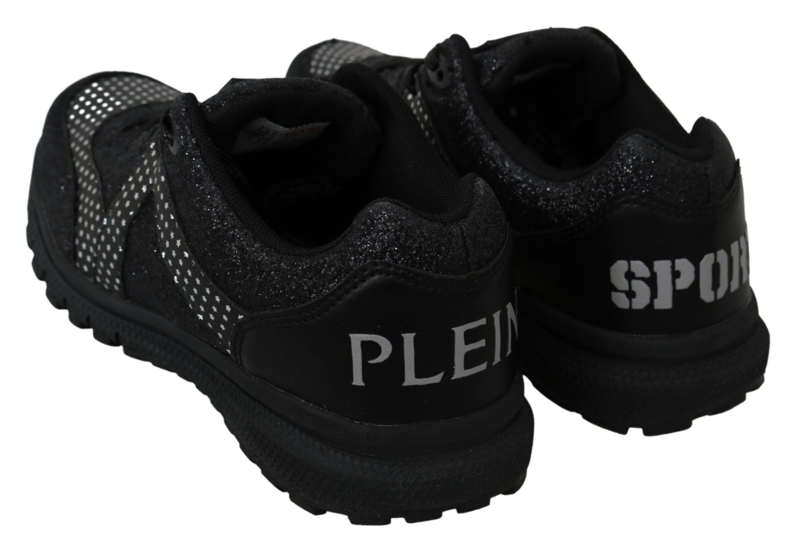 Chaussures de course Philipp Plein Jasmines noires, baskets de sport tendance avec design moderne, vue de face.
