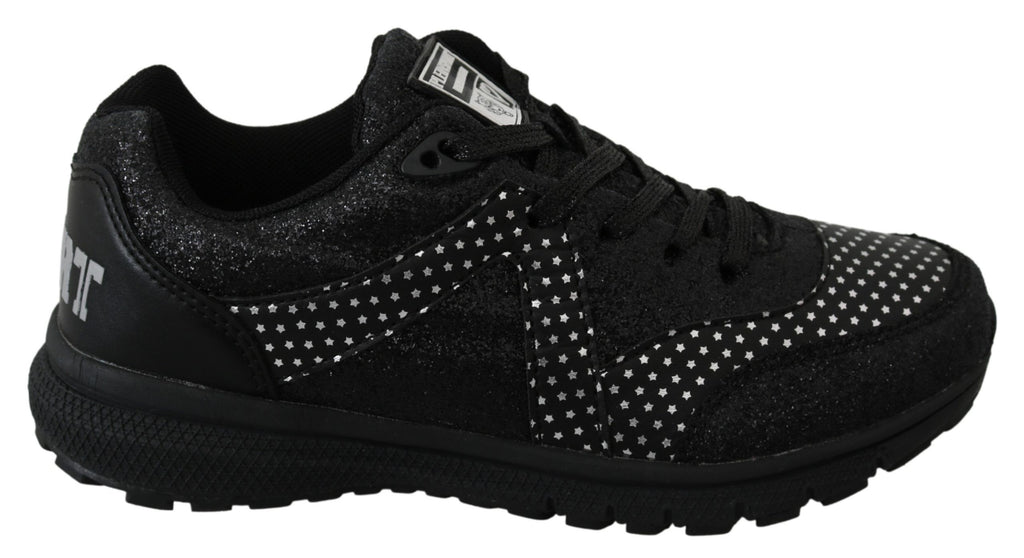 Chaussures de course Philipp Plein Jasmines noires, baskets sportives élégantes avec détails modernes, vue de face.