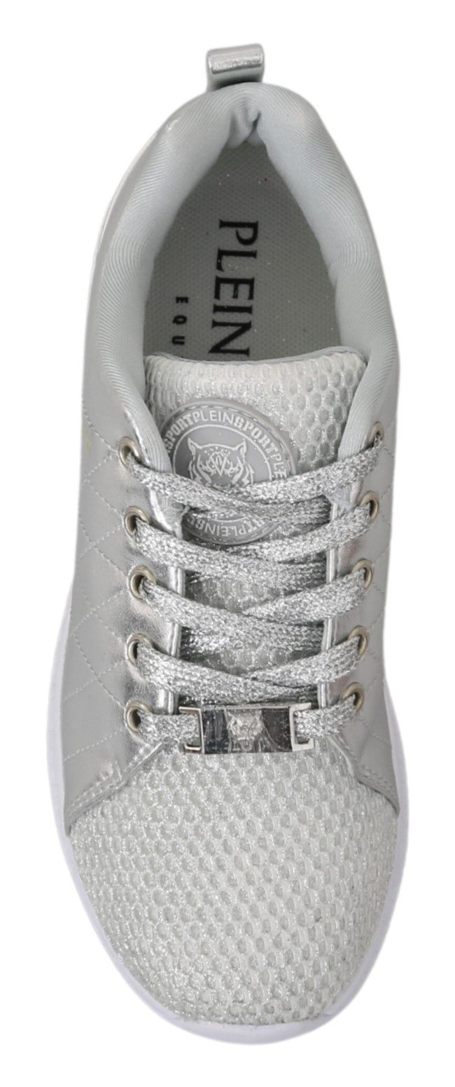 Chaussures Philipp Plein Gisella en polyester argenté, baskets sneakers élégantes avec détails modernes.