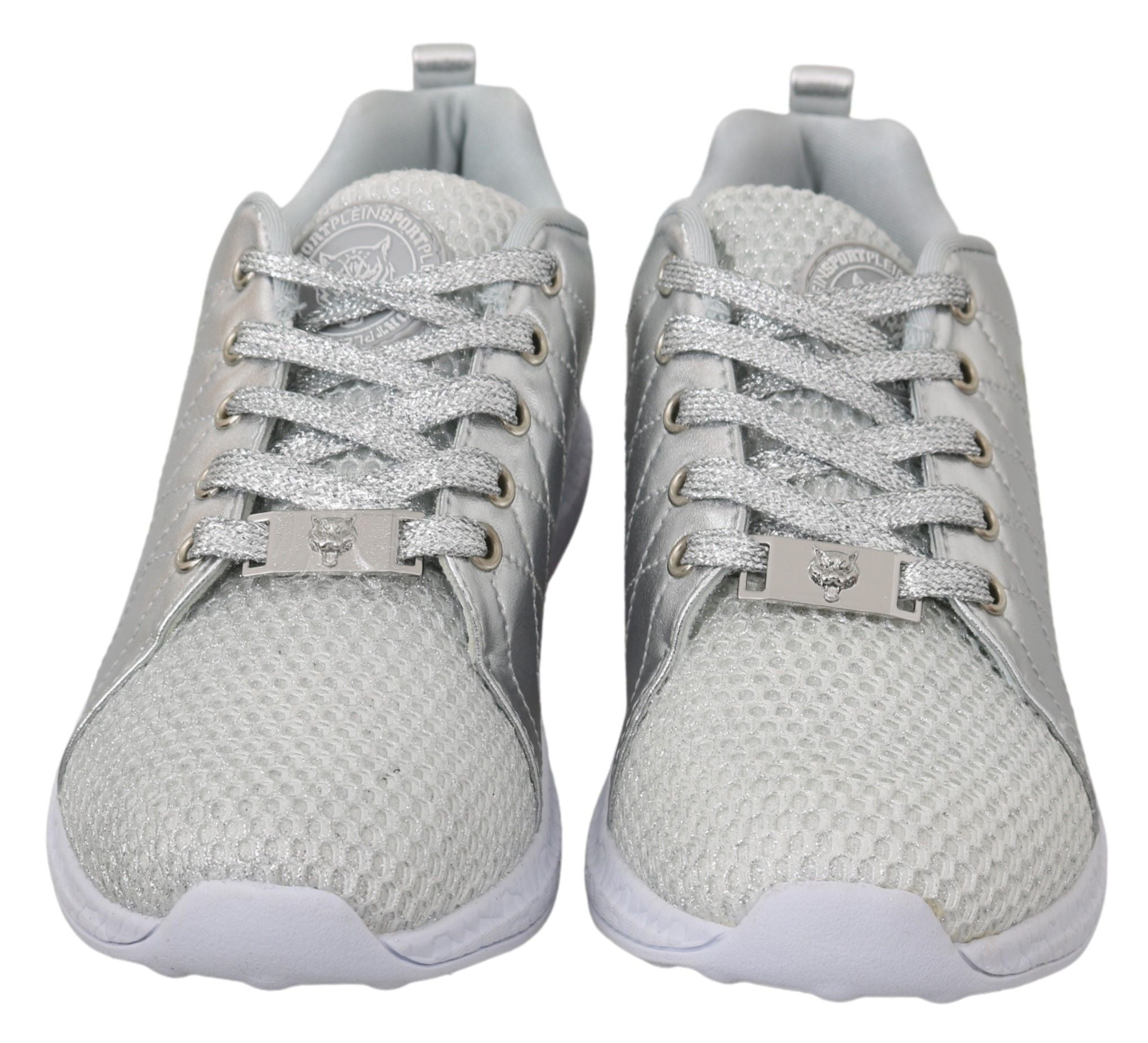 Chaussures de sport Philipp Plein Gisella en polyester argenté, baskets sneakers élégantes pour femme.