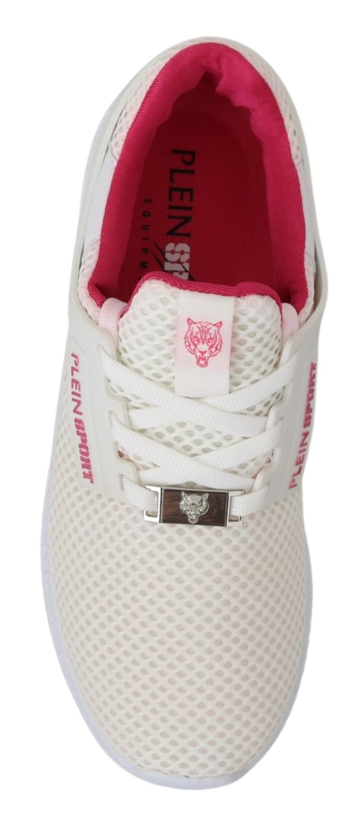 Chaussures de sneakers Philipp Plein Becky en polyester blanc et rose, style décontracté et tendance.
