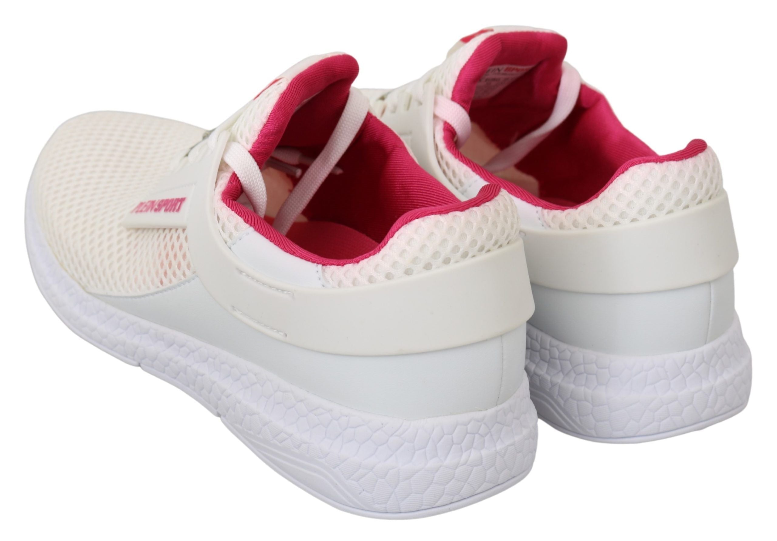 Chaussures Philipp Plein Becky en polyester blanc et rose, baskets sportives avec design tendance et détails modernes.