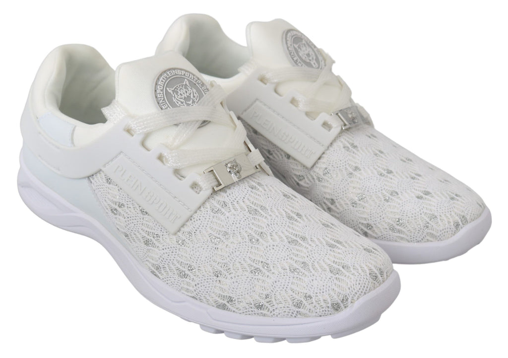 Chaussures décontractées Philipp Plein en polyester blanc, sneakers élégants pour un look casual et tendance.