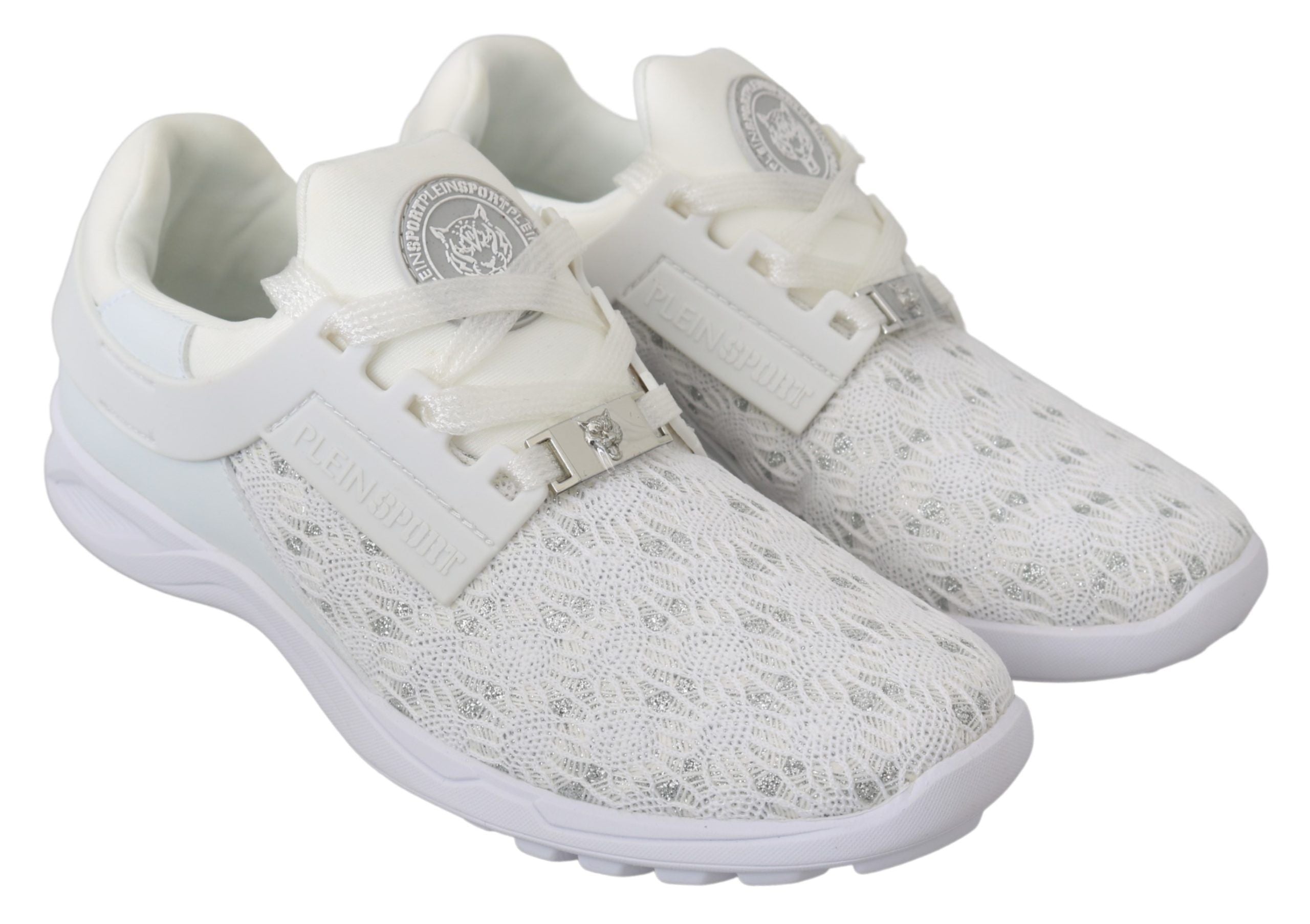 Chaussures décontractées Philipp Plein en polyester blanc, sneakers élégants pour un look casual et tendance.