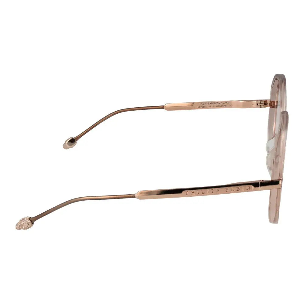 Lunettes philipp plein en acétate rose gold avec design moderne et embouts de branches ornés de cristaux