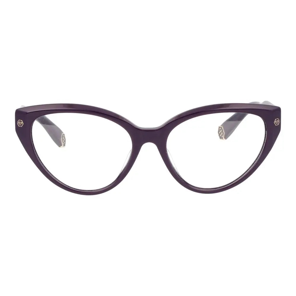 Lunettes philipp plein en acétate de cellulose violet avec monture cat-eye brillante et logo argenté sur les branches