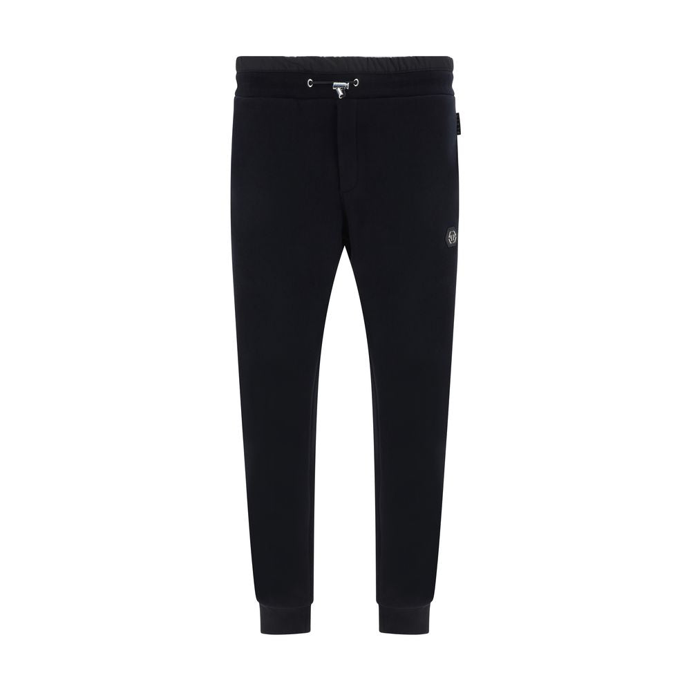 Pantalons de jogging en coton noir Philipp Plein, vêtements de sport pour homme avec détails modernes et confortables.