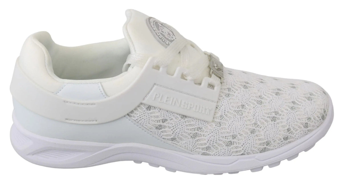 Baskets blanches philipp plein en polyester avec tige en mesh et lacets pour un style décontracté