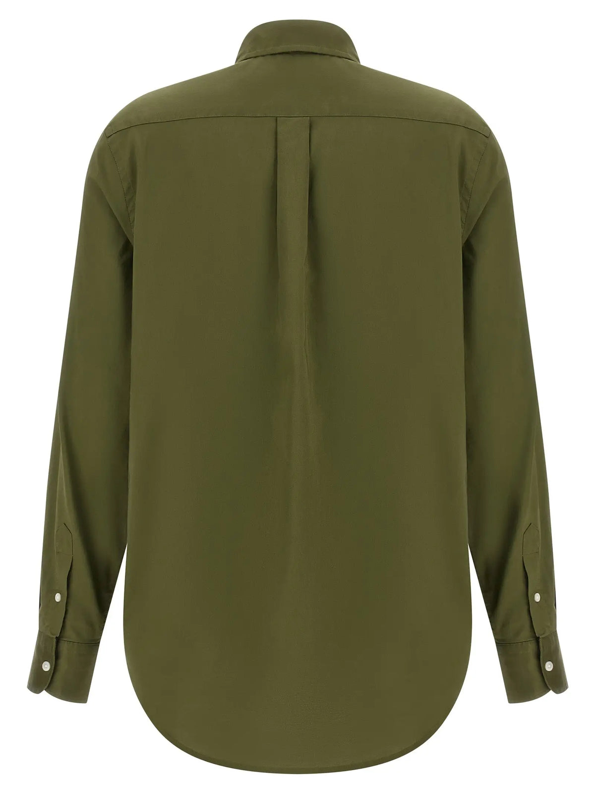 Chemise olive vert à manches longues en coton bicolore polo ralph lauren avec col classique et plis subtils au dos vue arrière