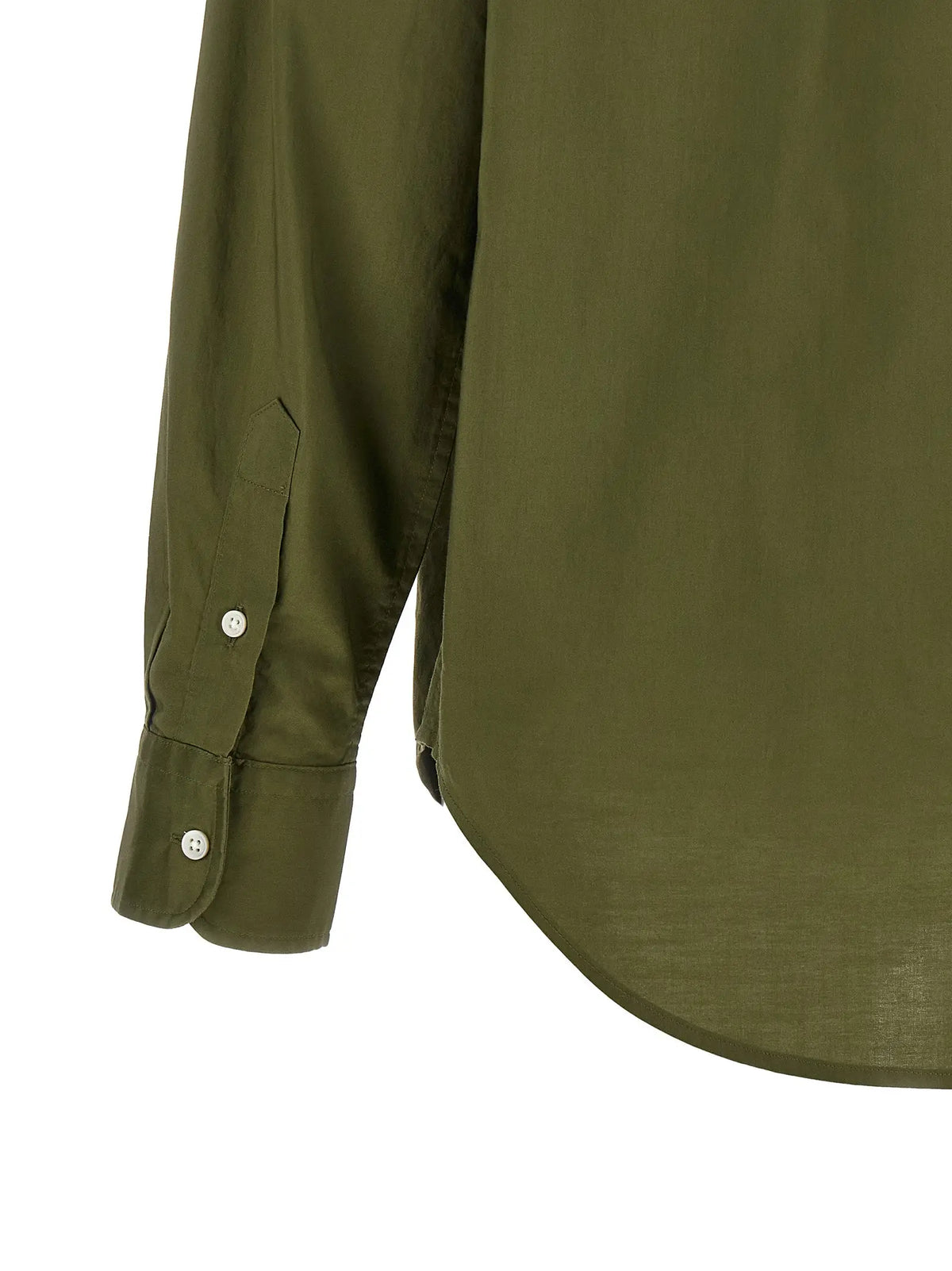 Chemise polo ralph lauren bicolor en coton olive à manches longues avec boutonnières et texture subtile minimaliste