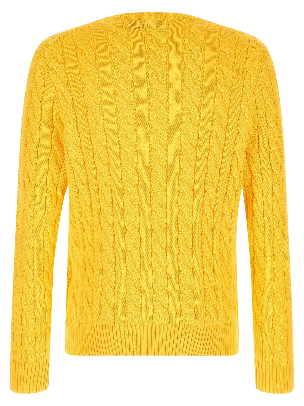Pull en coton bicolore polo ralph lauren jaune vif avec col rond classique et manches côtelées