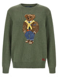 Cardigan en coton bicolore polo ralph lauren kaki avec broderie détaillée dours en veste marron écharpe jaune et jean bleu