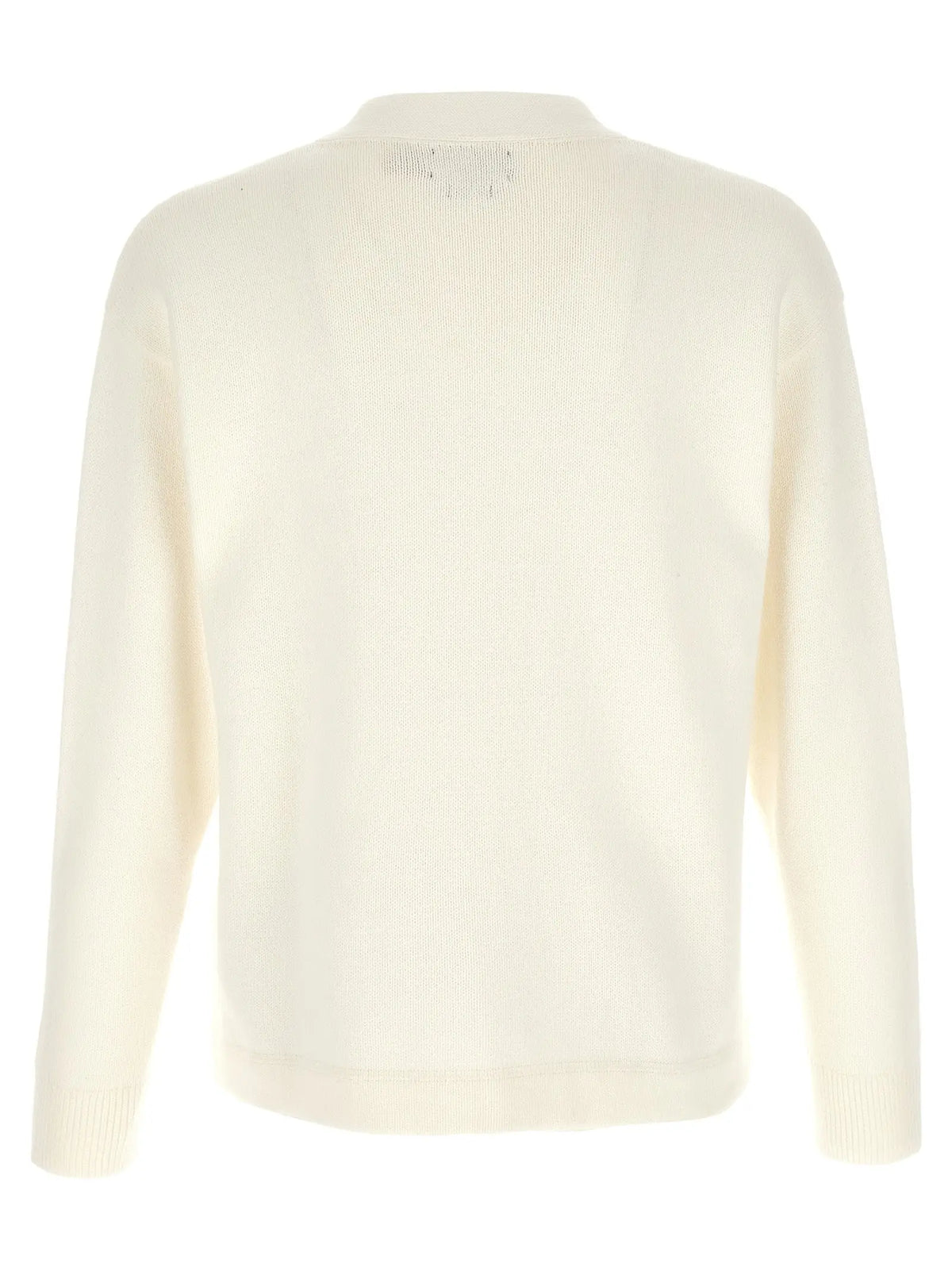 Pull en maille côtelée crème à col rond classique et manches longues polo ralph lauren bicolor coton cardigan