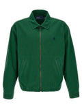 Veste en coton bicolore polo ralph lauren vert foncé avec logo polo bleu marine brodé sur la poitrine et col assorti