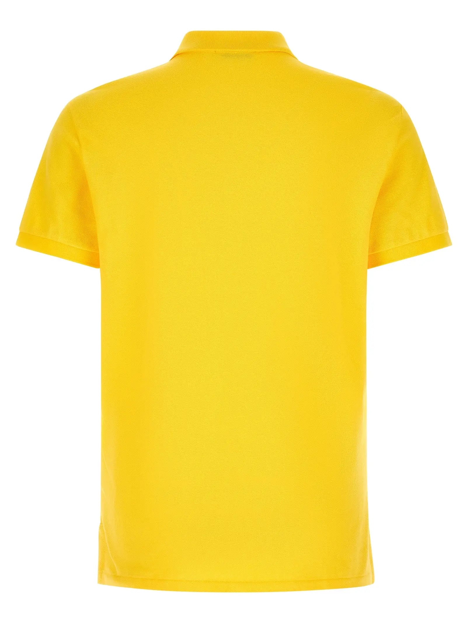 Polo ralph lauren bicolor polo en coton jaune vif avec col classique et bord côte manches courtes