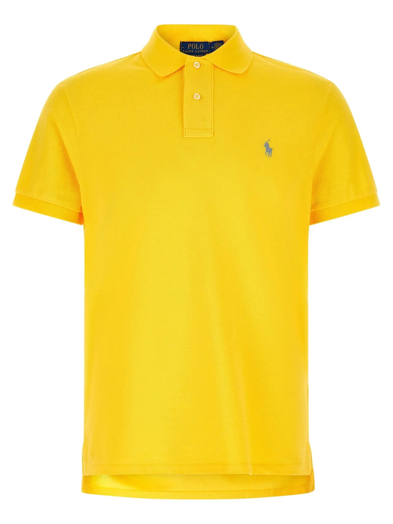 Polo ralph lauren bicolor cotton polo shirt jaune vif manches courtes avec col classique et logo brodé bleu