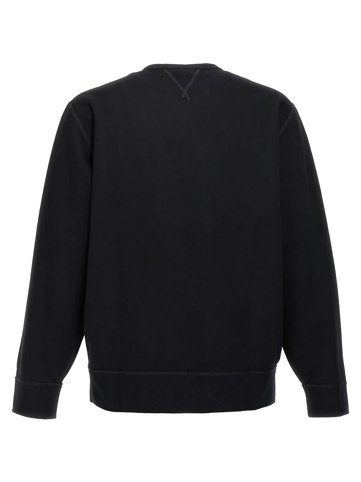 Sweatshirt polo ralph lauren noir en coton avec col rond côtelé et détail x cousu subtil au niveau de lencolure