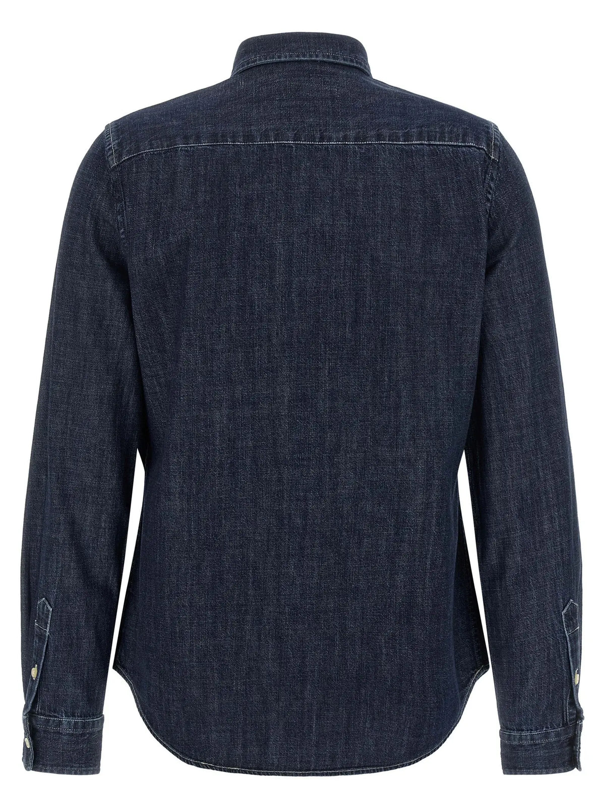 Chemise bleu foncé en denim à manches longues avec col classique et poignets boutonnés polo ralph lauren coton