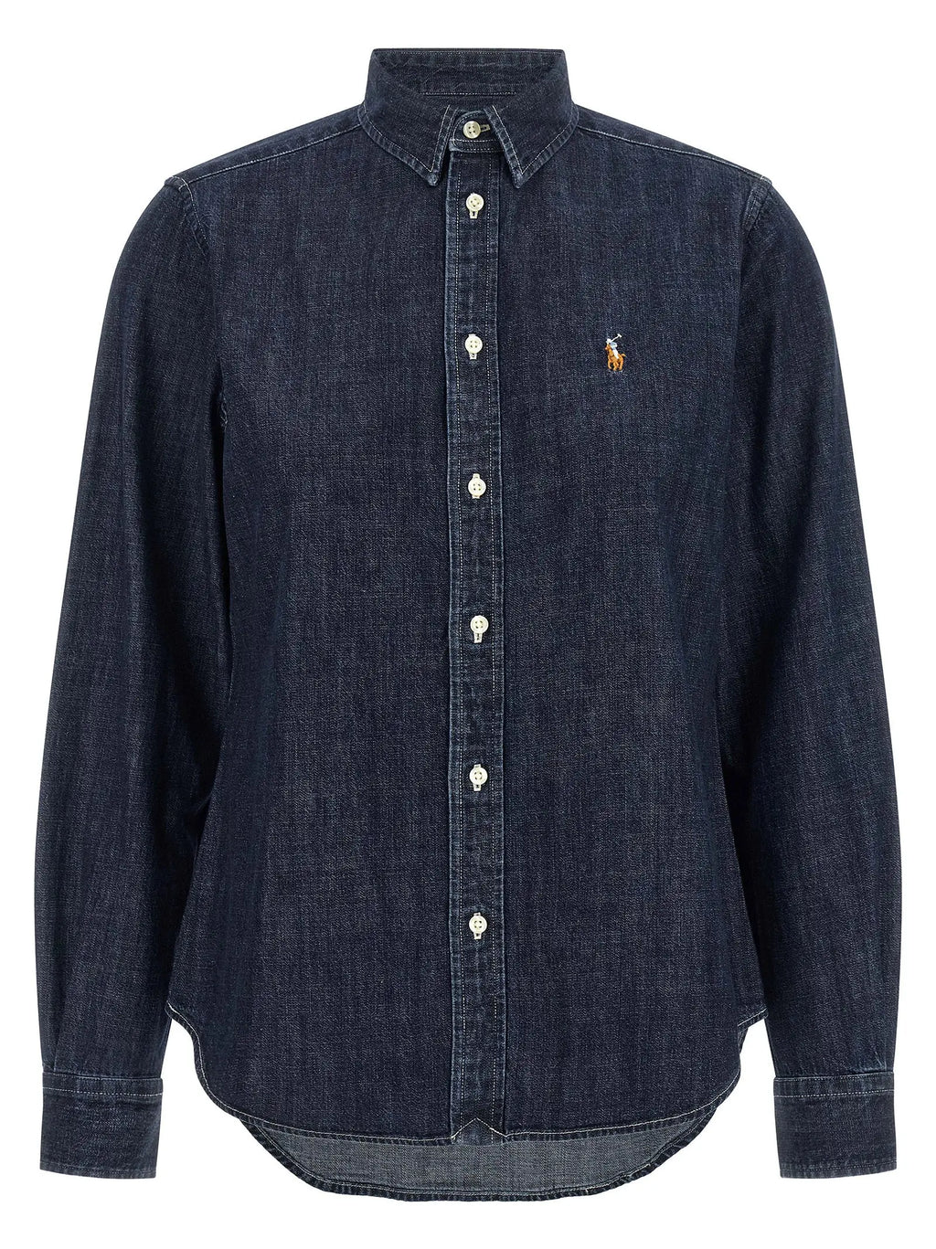 Chemise en coton bleu foncé polo ralph lauren avec logo polo brodé sur la poitrine
