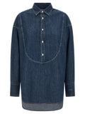 Chemise en denim bleu foncé polo ralph lauren en coton avec col classique boutonnière et coutures discrètes